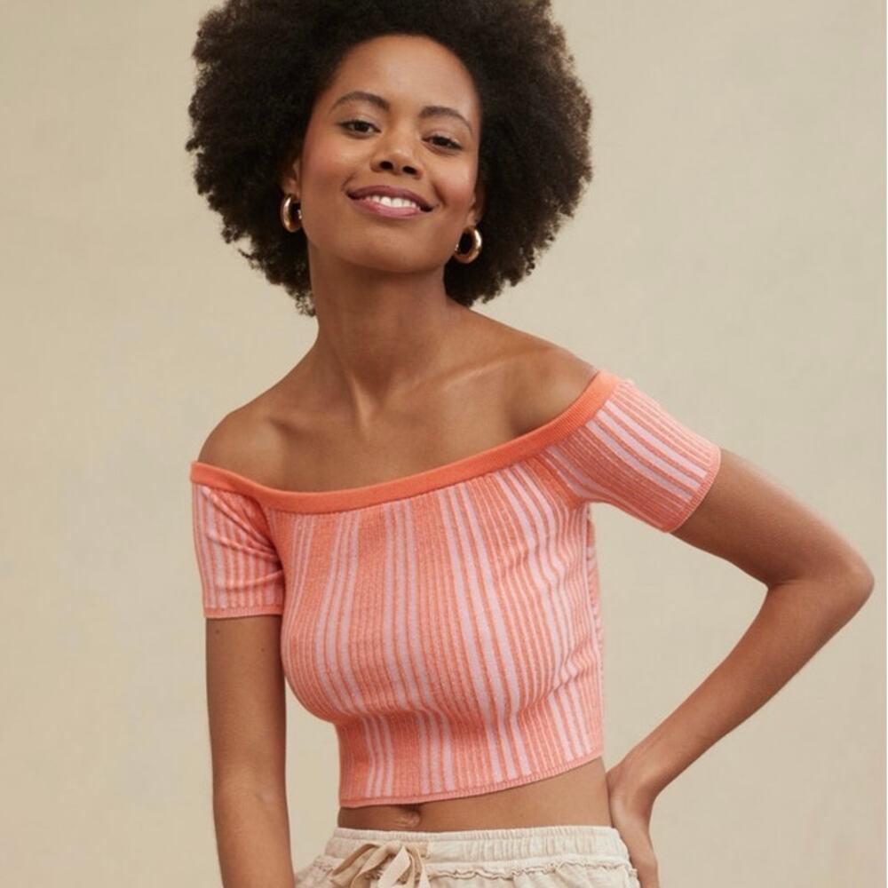 Aerie Reversible Sweater Cropped Top in Picante Orange/Pink Womens NWT - Size S